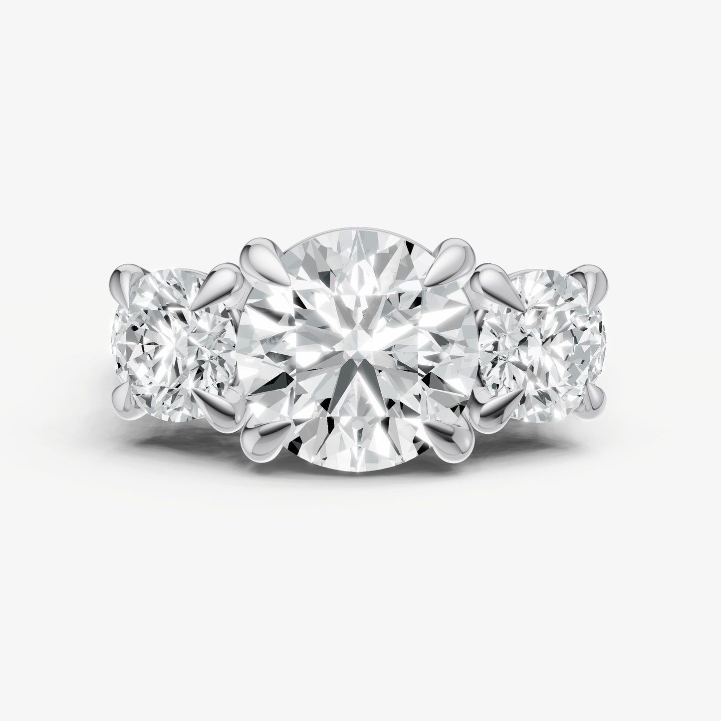 Round Trellis Three-Stone Engagement Ring with 0.80ct Side Stones