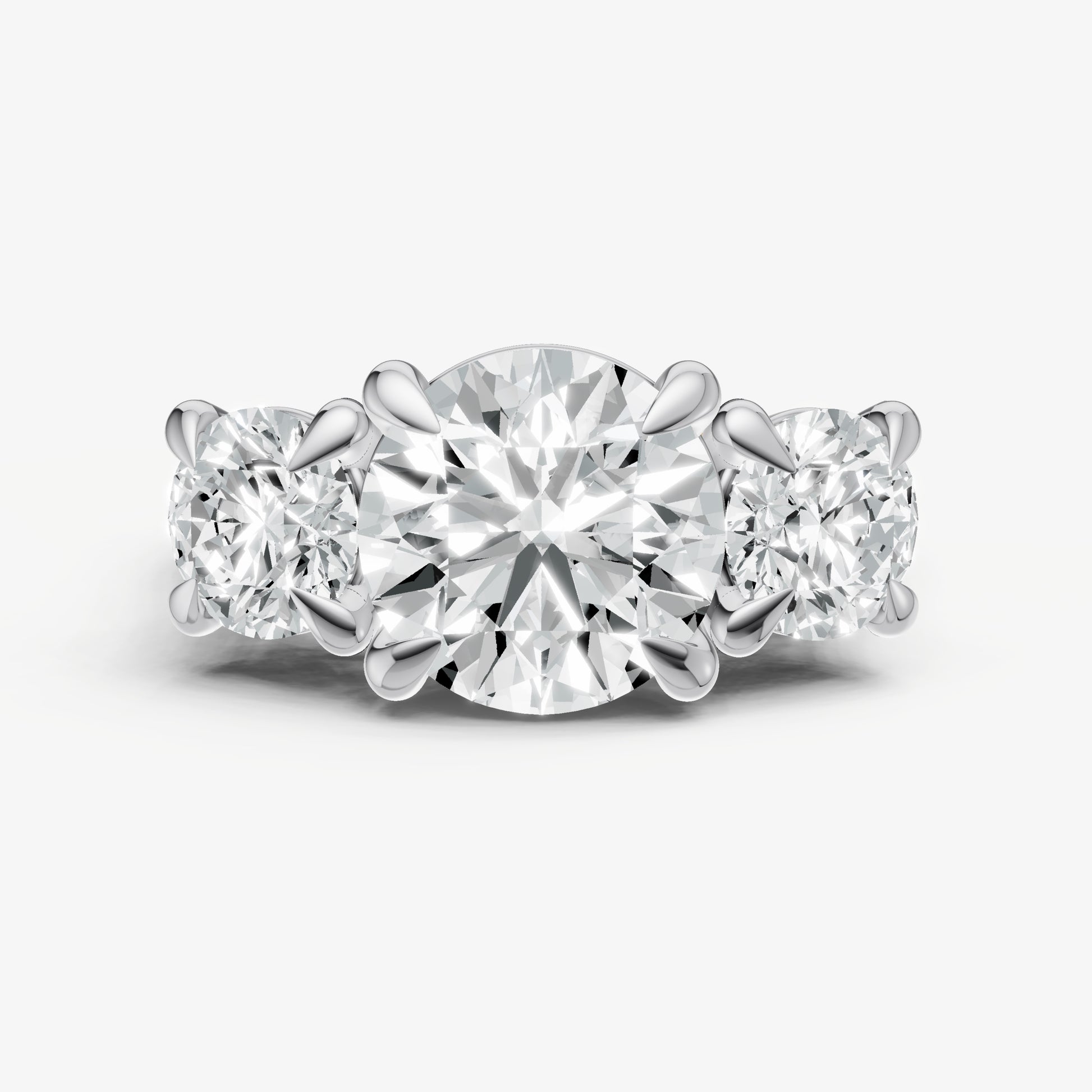 Round Trellis Three-Stone Engagement Ring with 0.80ct Side Stones