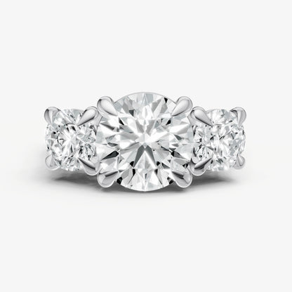 Round Trellis Three-Stone Engagement Ring with 0.80ct Side Stones