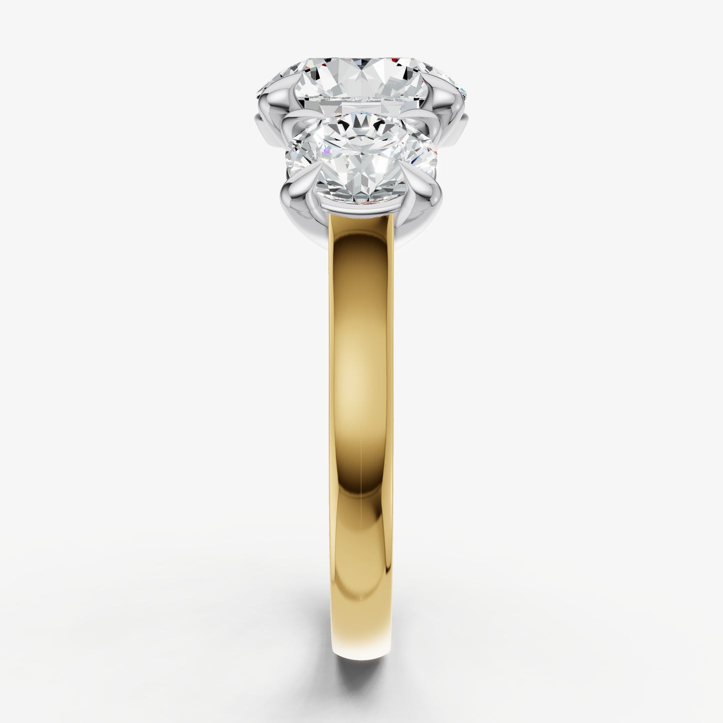 Round Trellis Three-Stone Engagement Ring with 0.80ct Side Stones