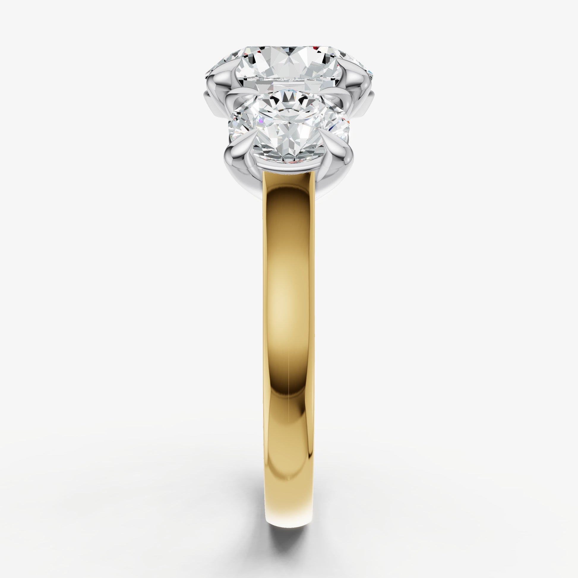 Round Trellis Three-Stone Engagement Ring with 0.80ct Side Stones