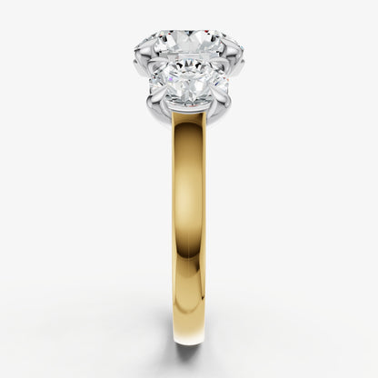 Round Trellis Three-Stone Engagement Ring with 0.80ct Side Stones