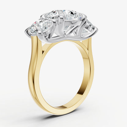 Round Trellis Three-Stone Engagement Ring with 0.80ct Side Stones