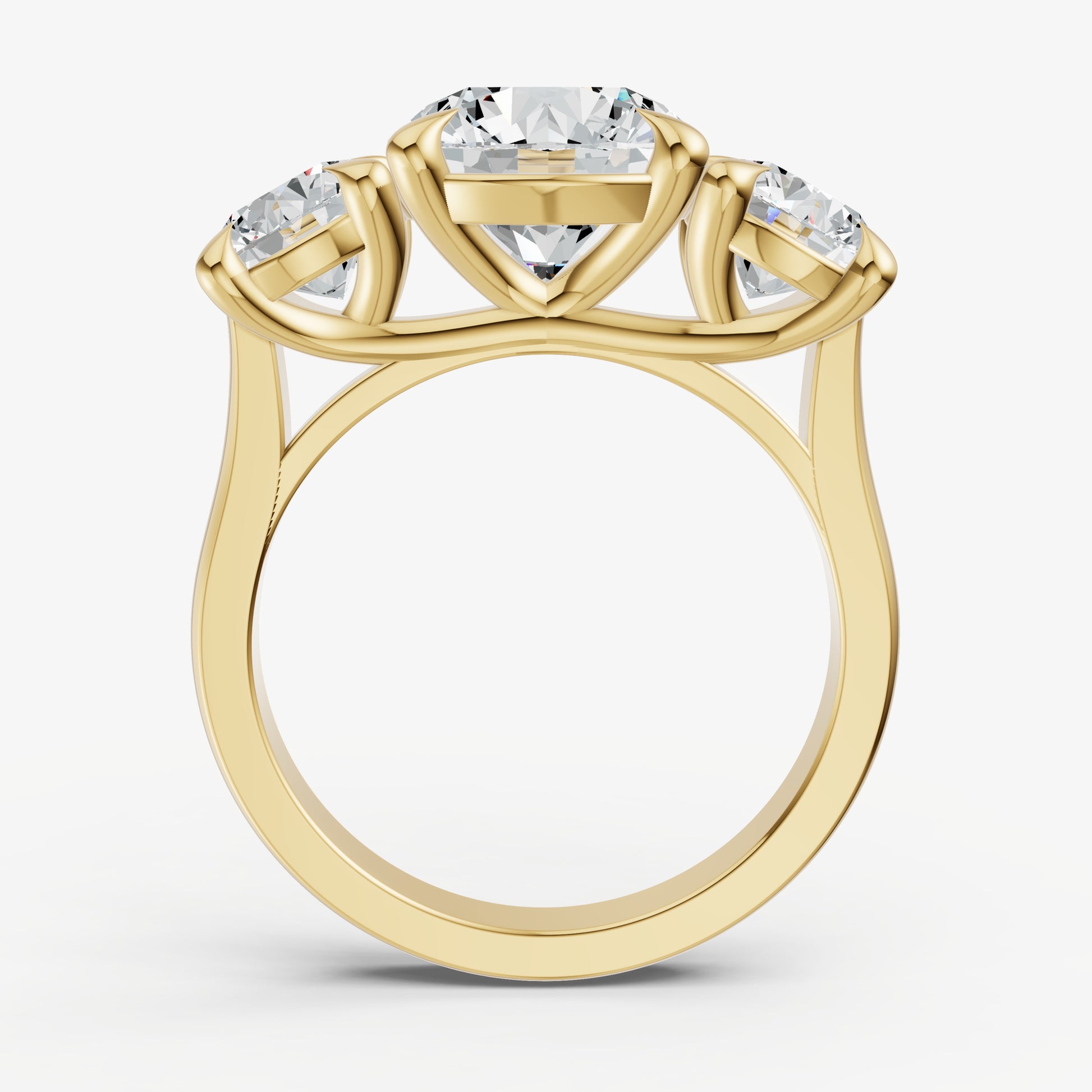 Round Trellis Three-Stone Engagement Ring with 0.80ct Side Stones