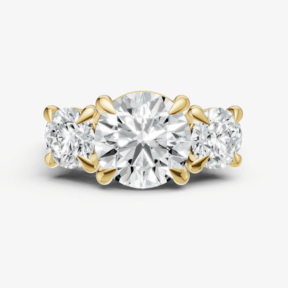 Round Trellis Three-Stone Engagement Ring with 0.80ct Side Stones