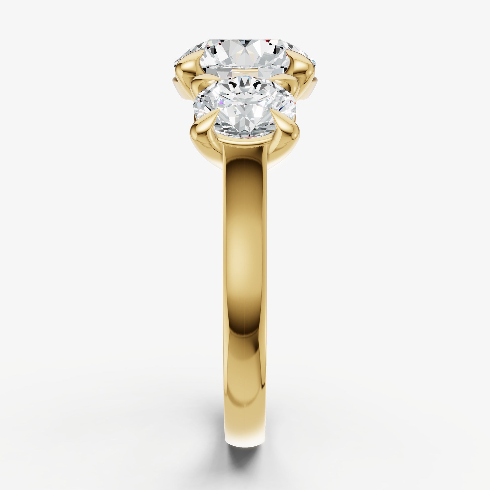 Round Trellis Three-Stone Engagement Ring with 0.80ct Side Stones