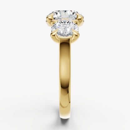 Round Trellis Three-Stone Engagement Ring with 0.80ct Side Stones