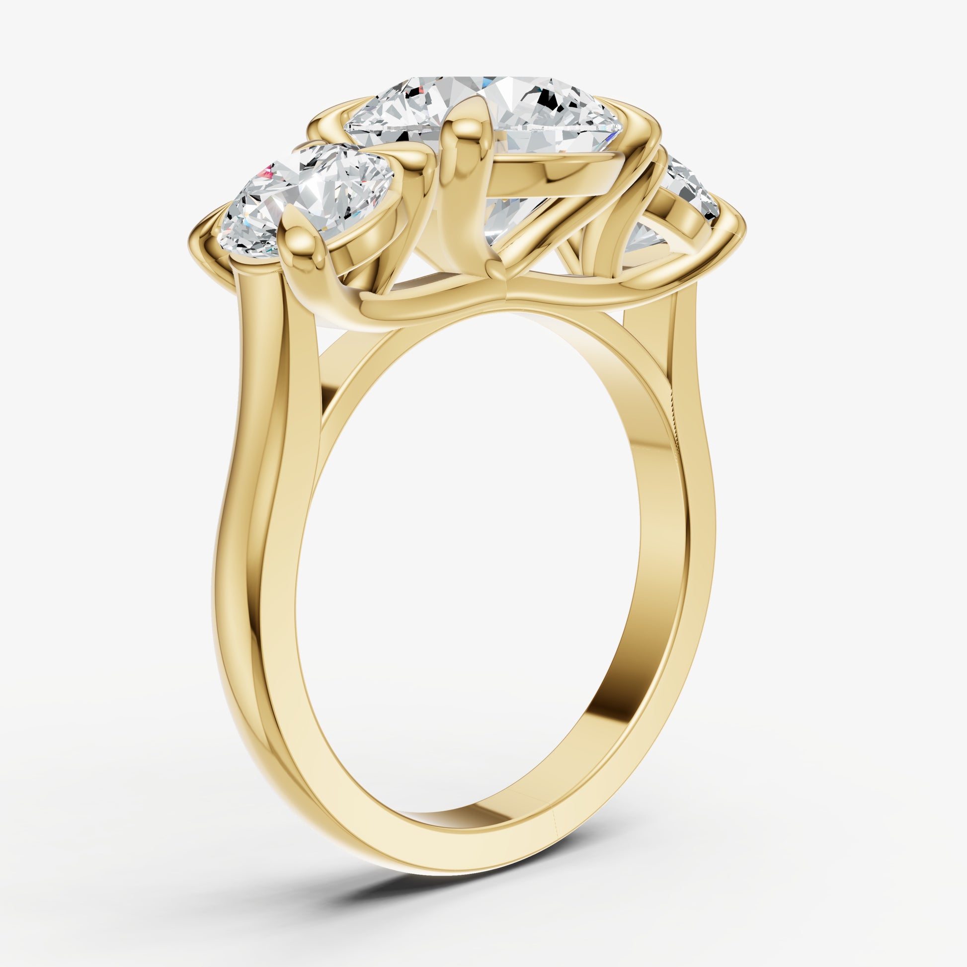 Round Trellis Three-Stone Engagement Ring with 0.80ct Side Stones
