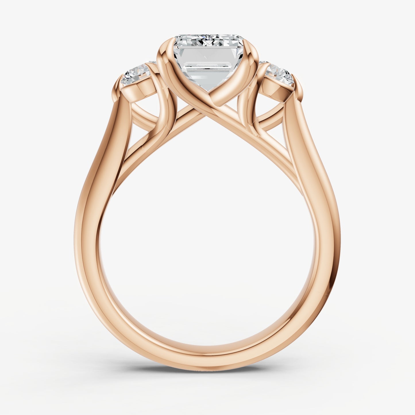 Emerald Engagement Ring with Round Side Diamonds