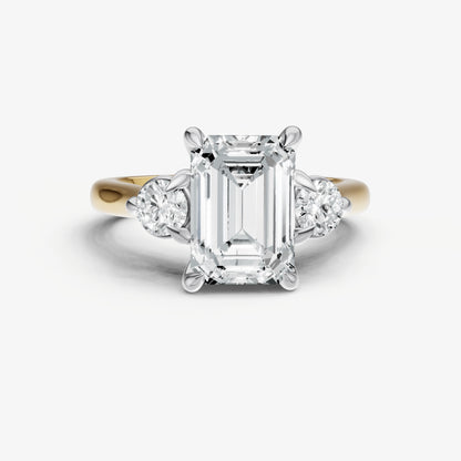 Emerald Engagement Ring with Round Side Diamonds