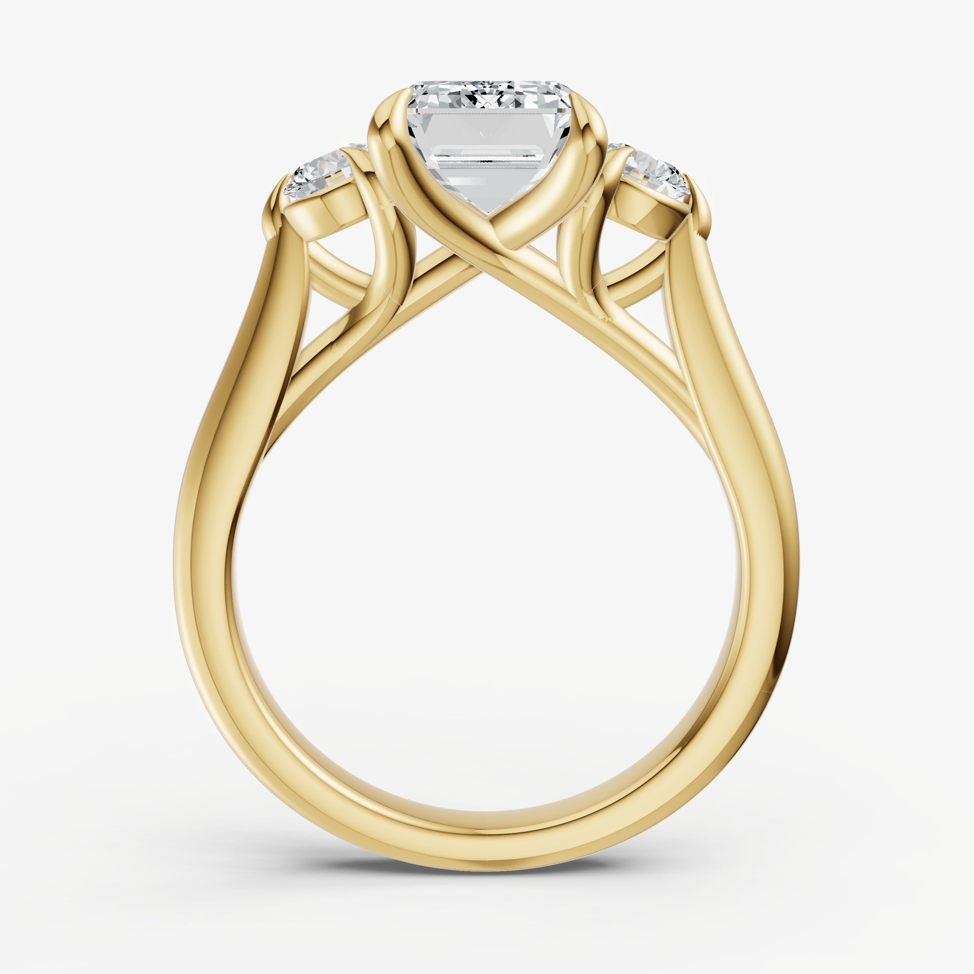 Emerald Engagement Ring with Round Side Diamonds
