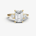 Emerald Engagement Ring with Round Side Diamonds