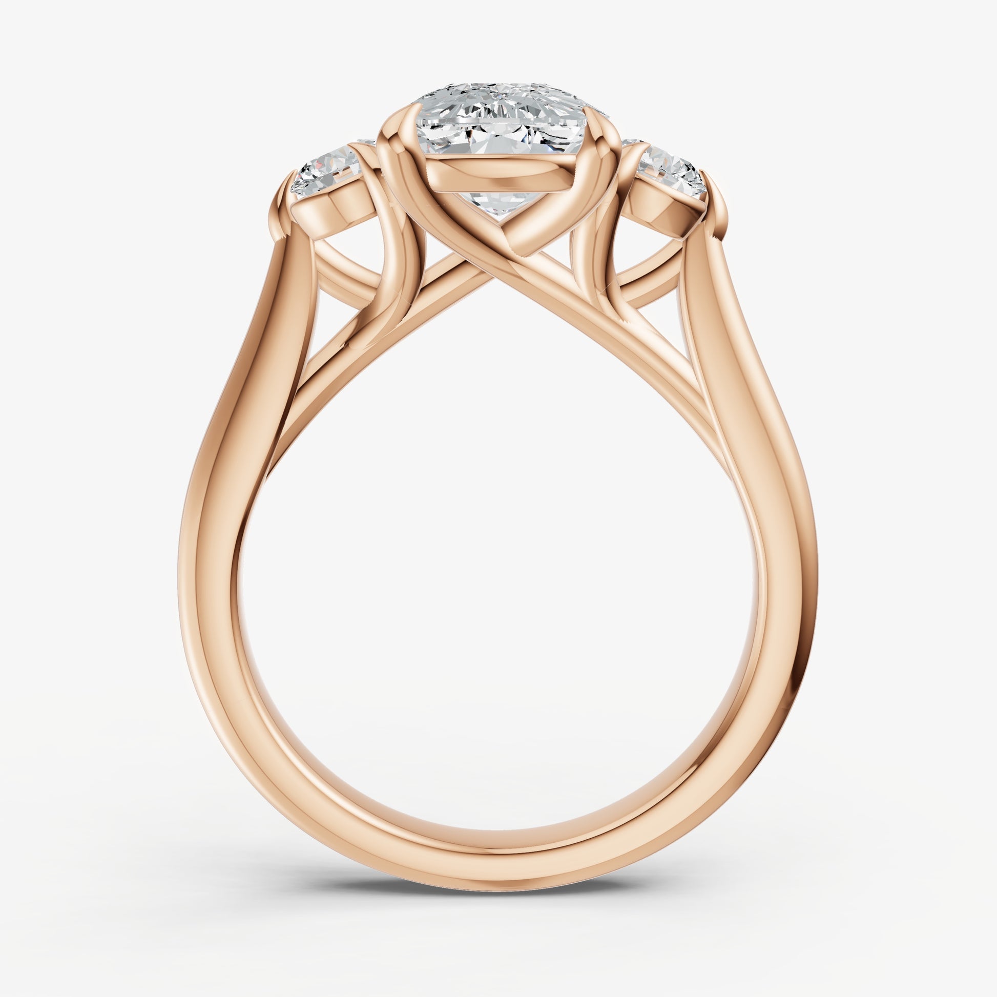 Elongated Cushion Engagement Ring with Round Side Diamonds