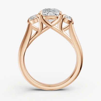 Elongated Cushion Engagement Ring with Round Side Diamonds