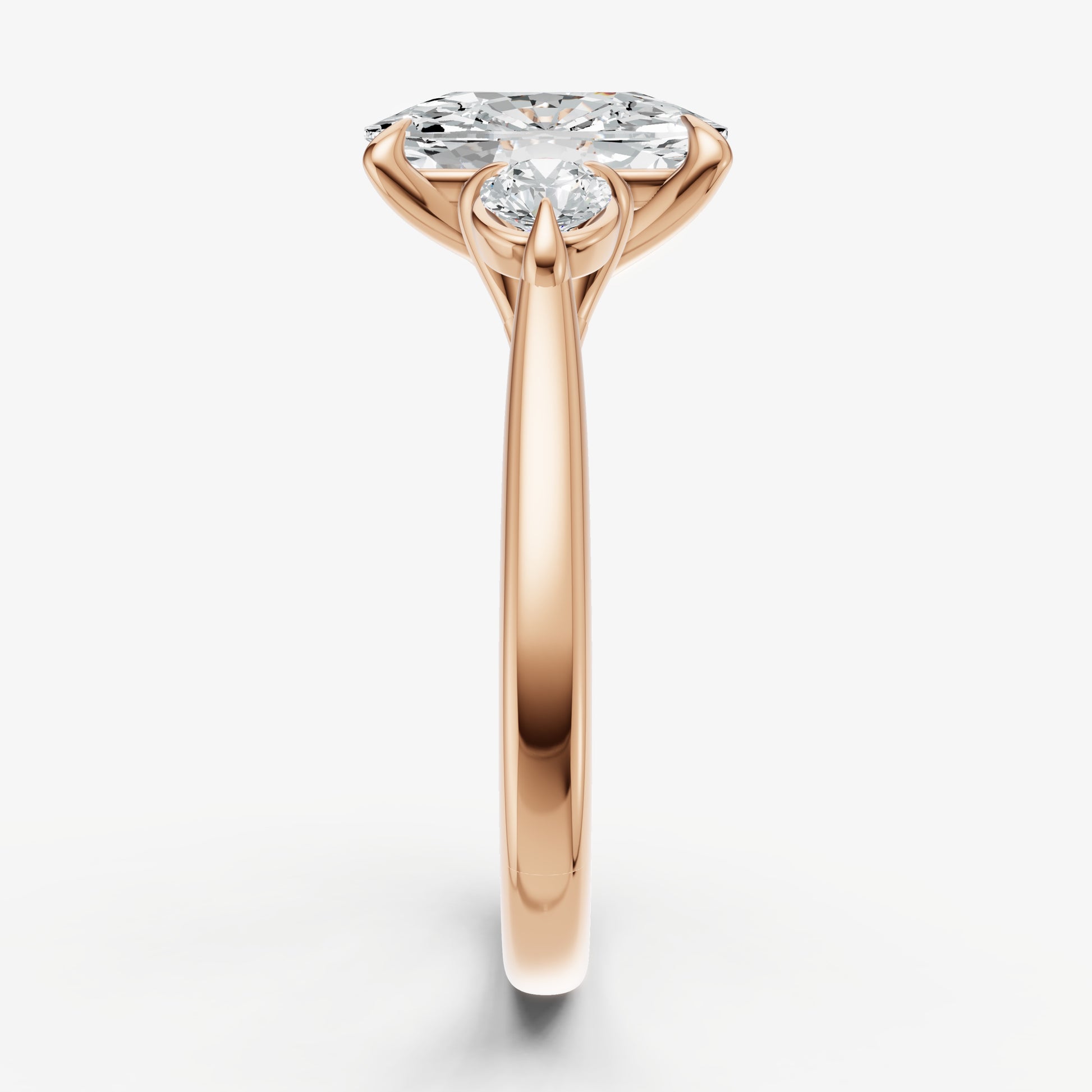Elongated Cushion Engagement Ring with Round Side Diamonds