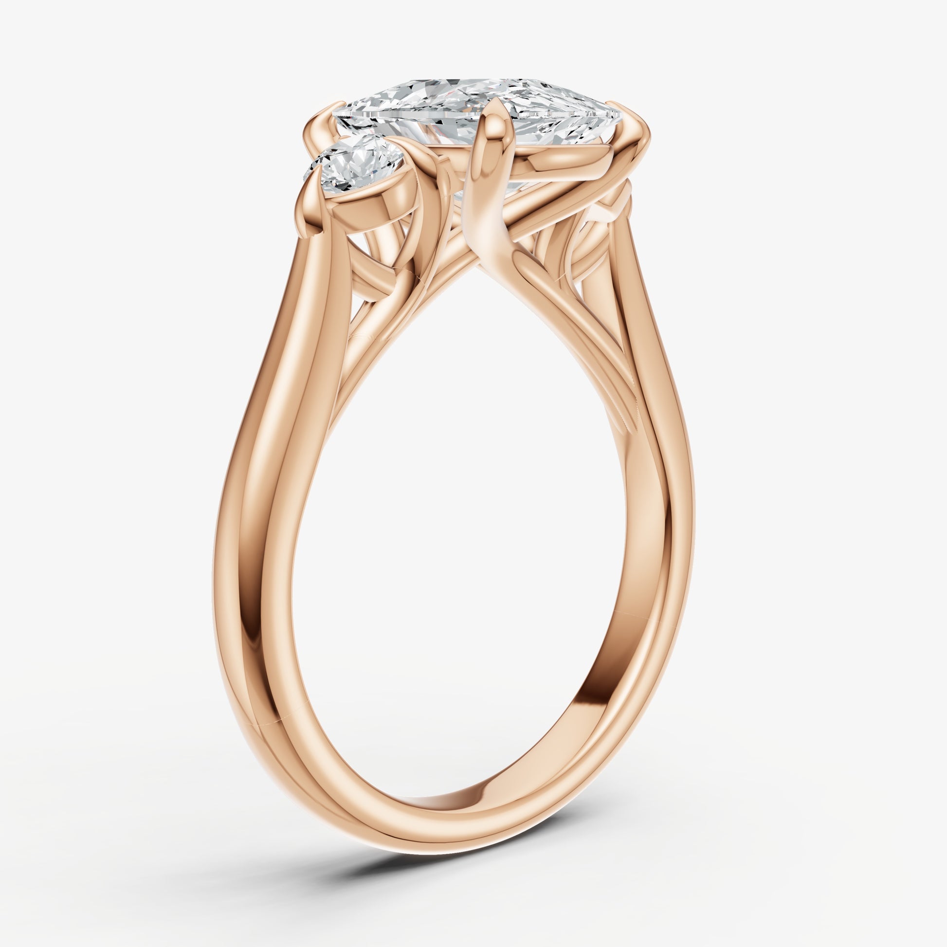 Elongated Cushion Engagement Ring with Round Side Diamonds
