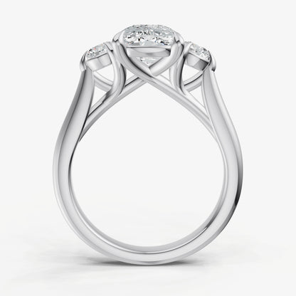 Elongated Cushion Engagement Ring with Round Side Diamonds