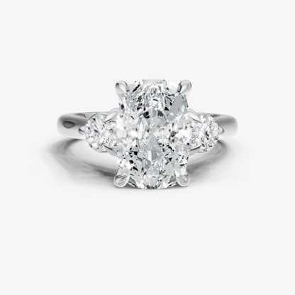 Elongated Cushion Engagement Ring with Round Side Diamonds