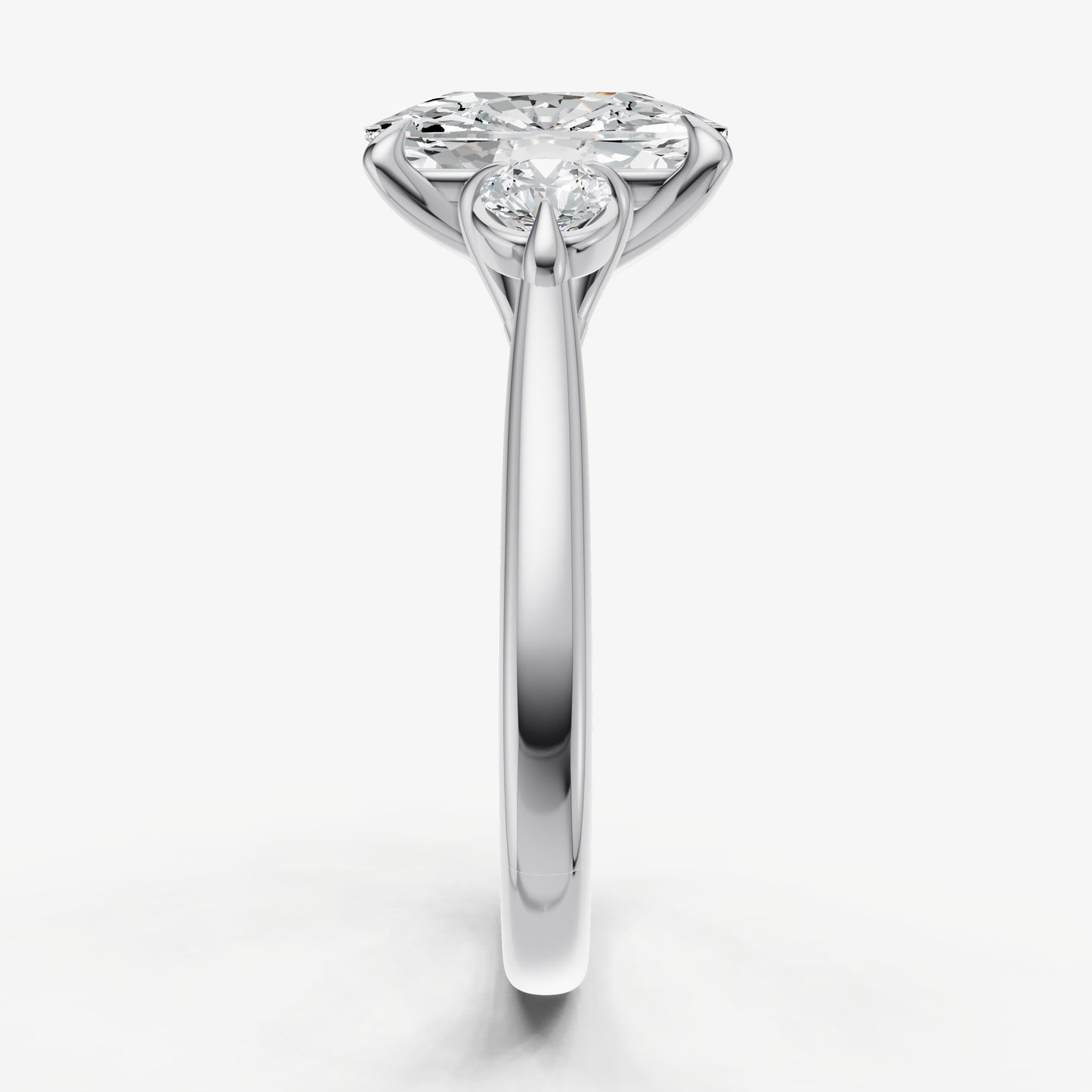 Elongated Cushion Engagement Ring with Round Side Diamonds