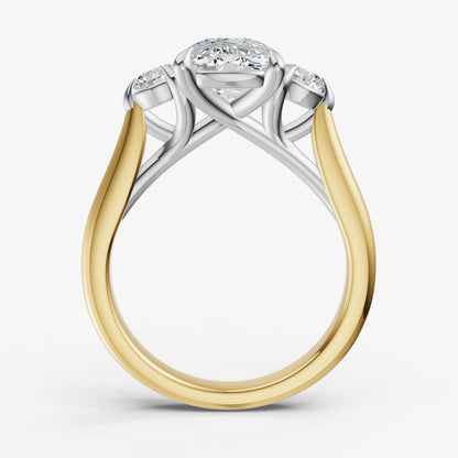 Elongated Cushion Engagement Ring with Round Side Diamonds