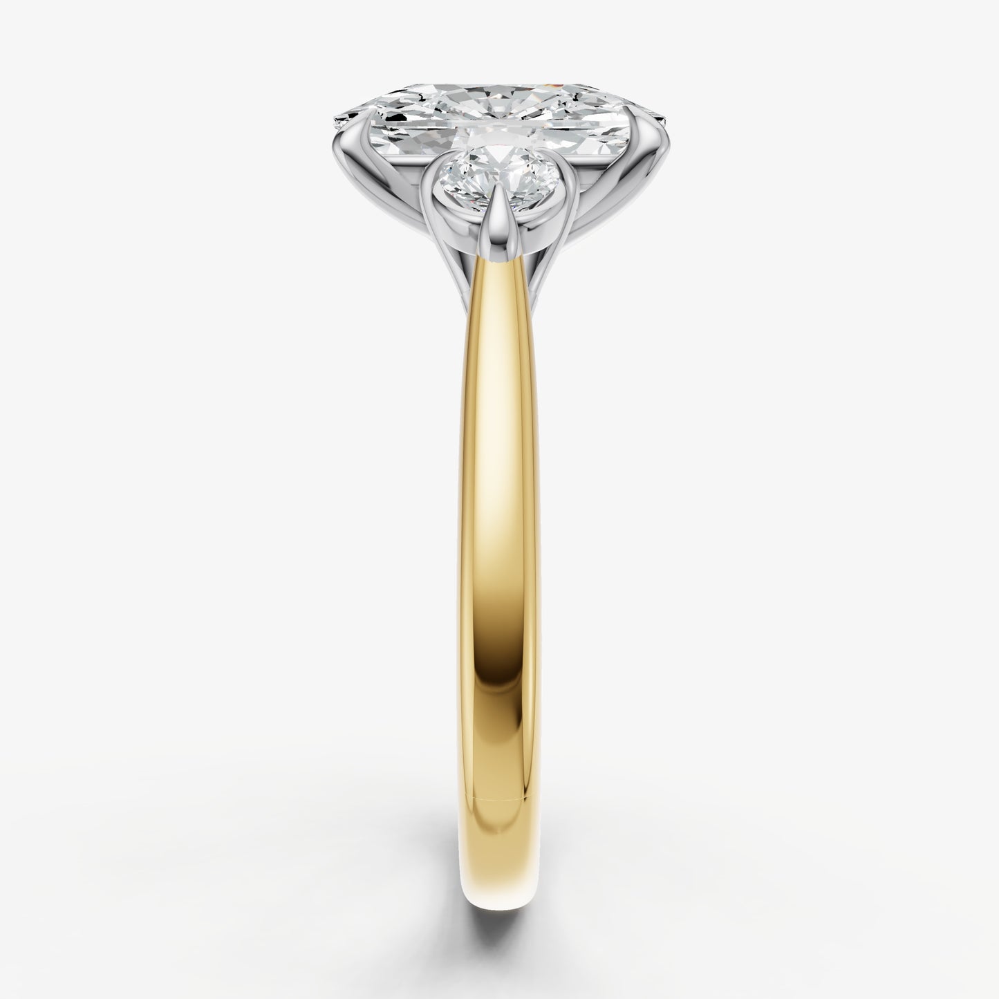 Elongated Cushion Engagement Ring with Round Side Diamonds
