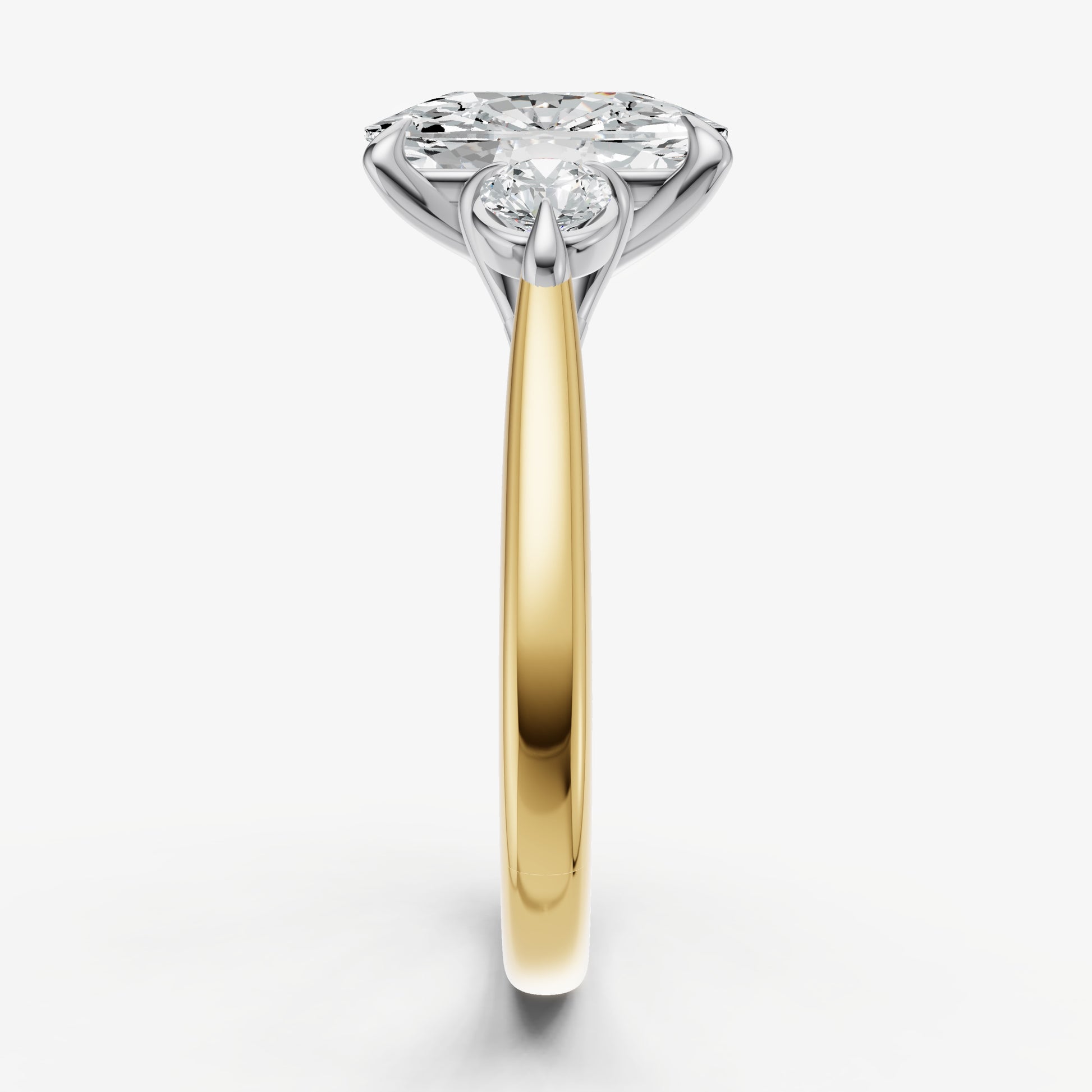 Elongated Cushion Engagement Ring with Round Side Diamonds