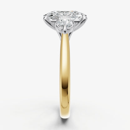 Elongated Cushion Engagement Ring with Round Side Diamonds