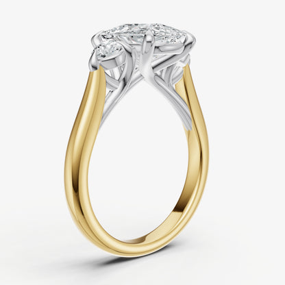 Elongated Cushion Engagement Ring with Round Side Diamonds