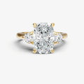 Elongated Cushion Engagement Ring with Round Side Diamonds