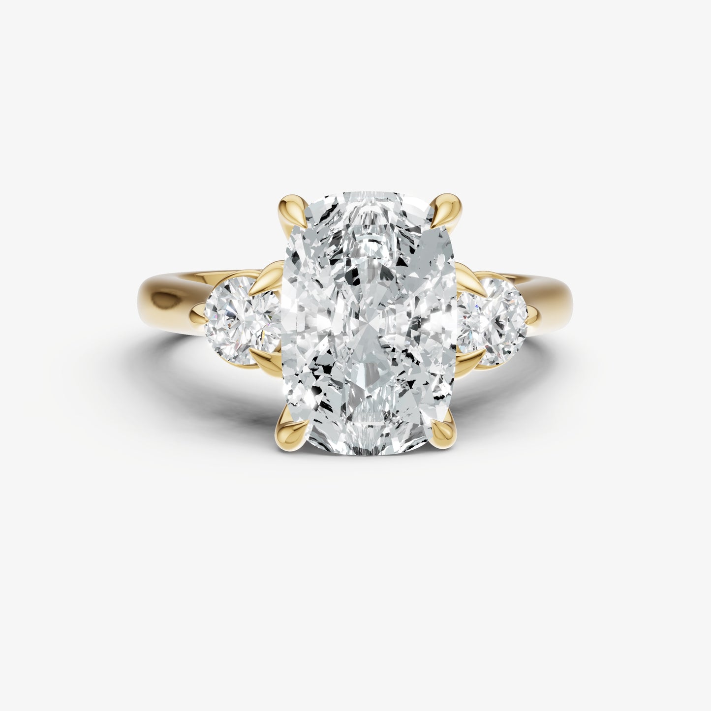 Elongated Cushion Engagement Ring with Round Side Diamonds