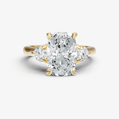 Elongated Cushion Engagement Ring with Round Side Diamonds