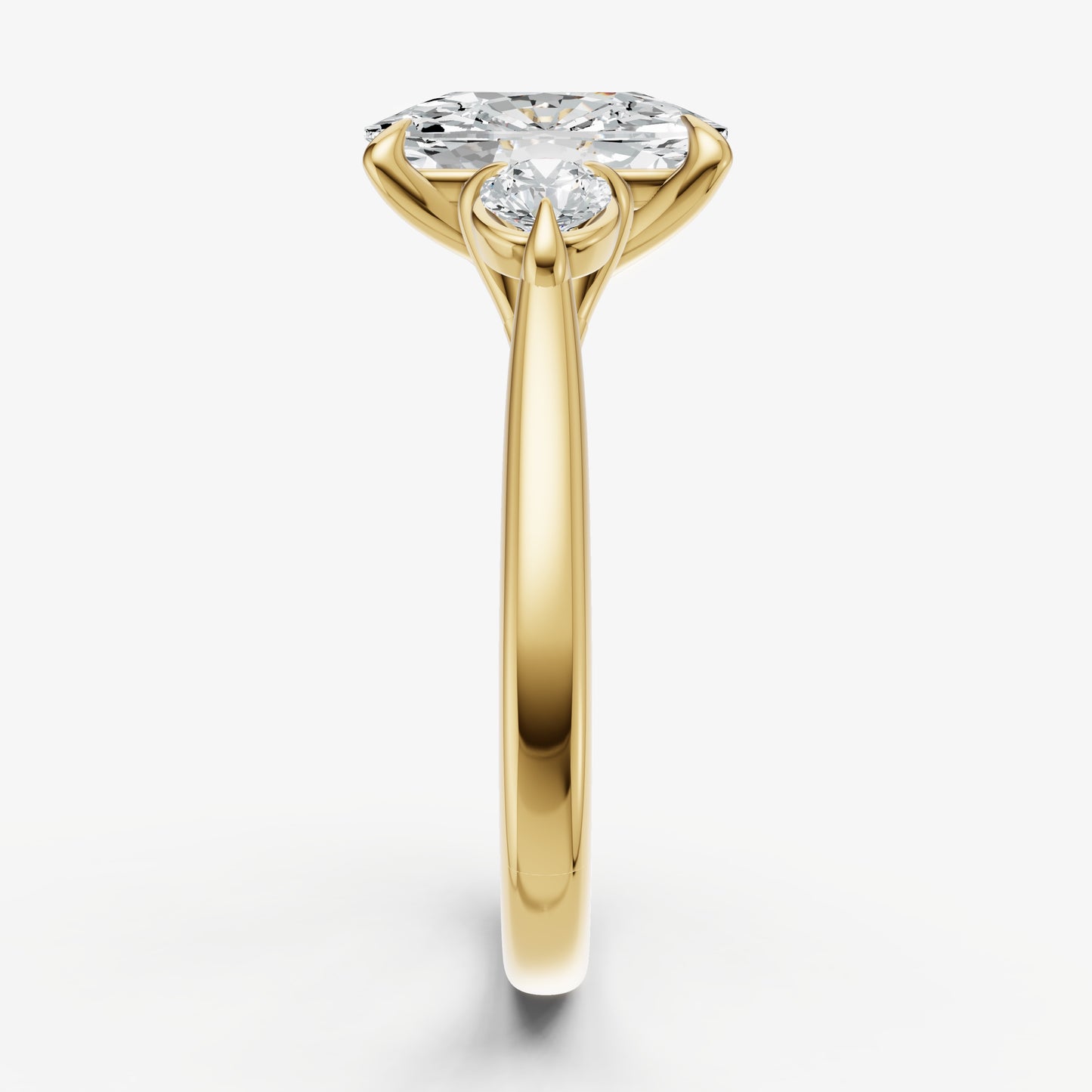 Elongated Cushion Engagement Ring with Round Side Diamonds