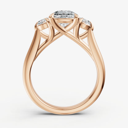 Old Miner Engagement Ring with Round Side Diamonds