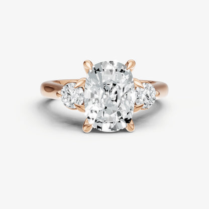 Old Miner Engagement Ring with Round Side Diamonds