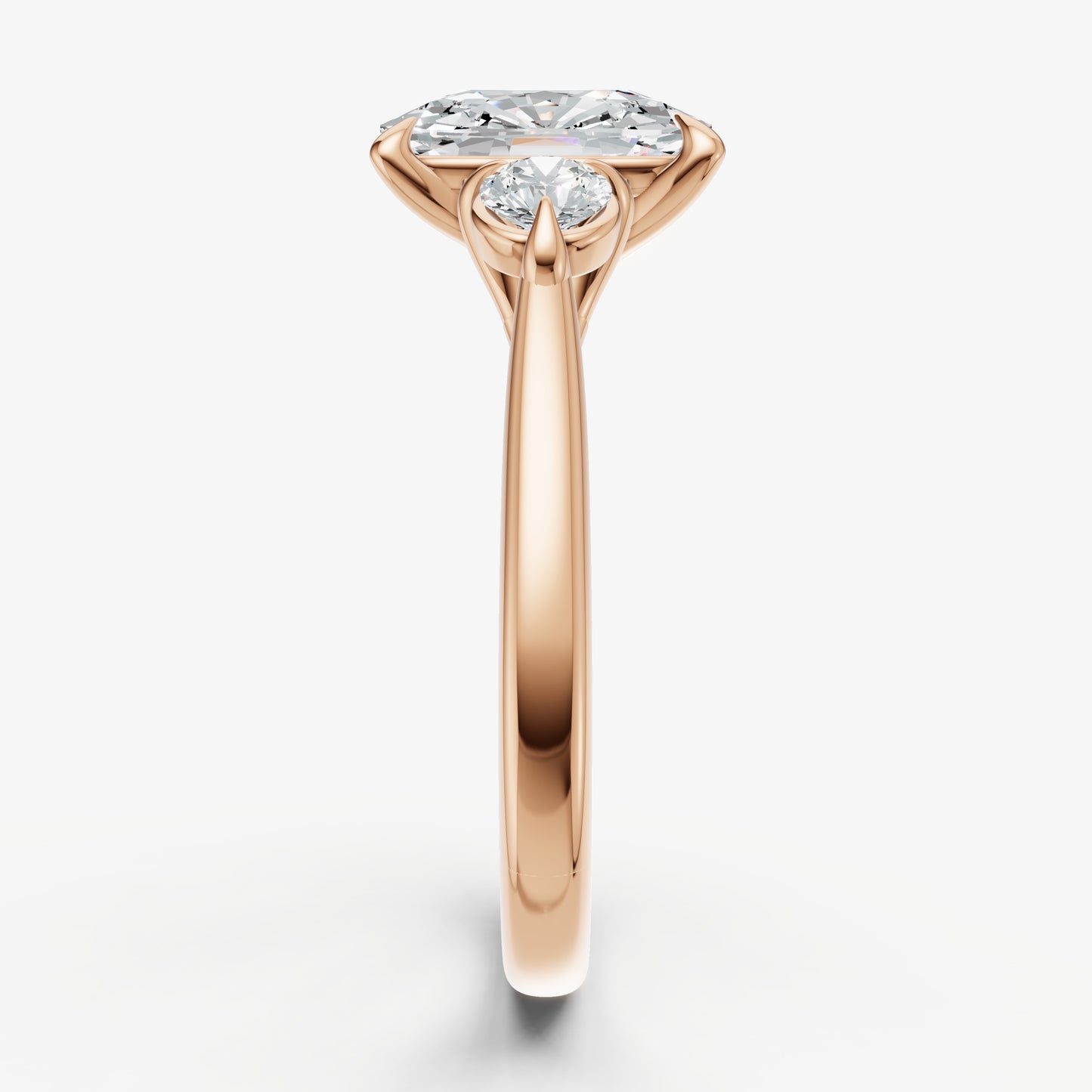 Old Miner Engagement Ring with Round Side Diamonds