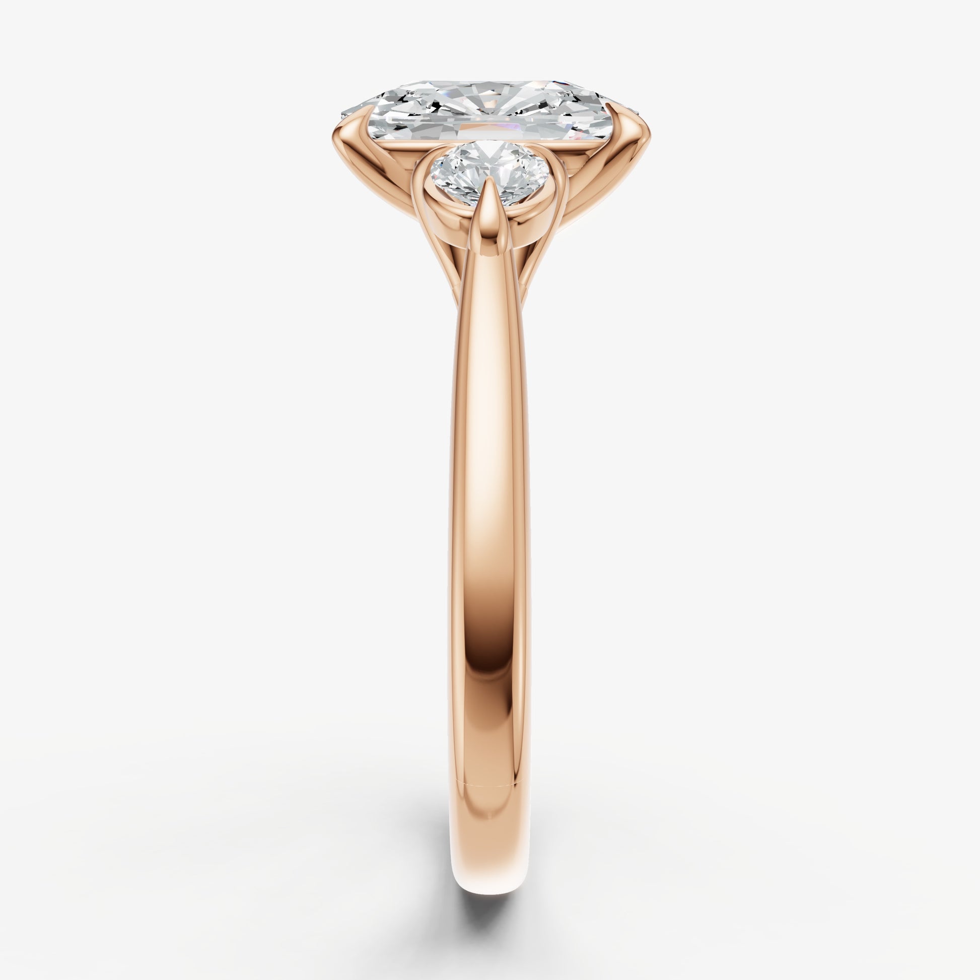 Old Miner Engagement Ring with Round Side Diamonds