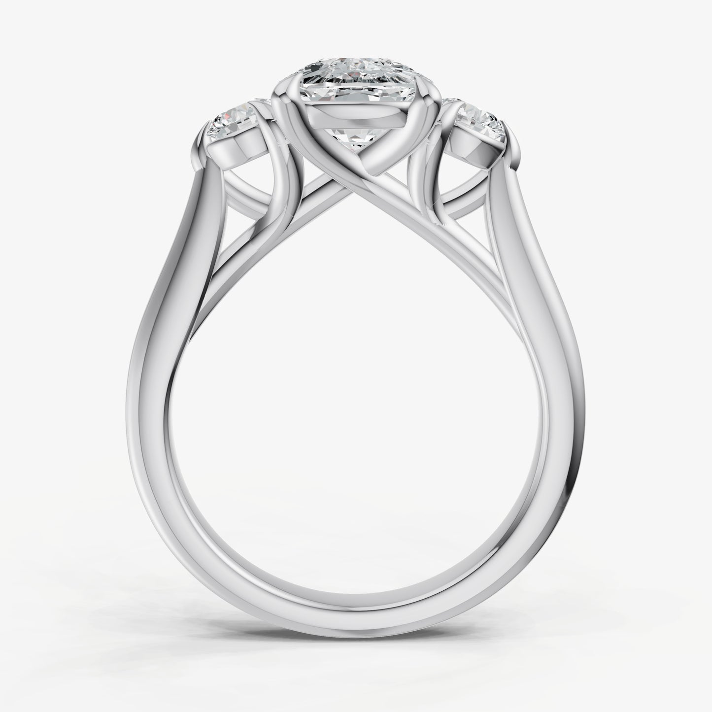 Old Miner Engagement Ring with Round Side Diamonds