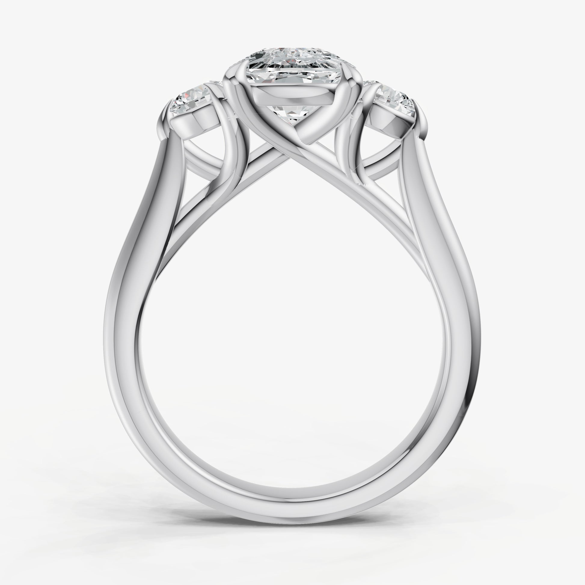 Old Miner Engagement Ring with Round Side Diamonds