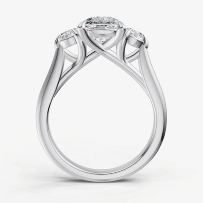 Old Miner Engagement Ring with Round Side Diamonds