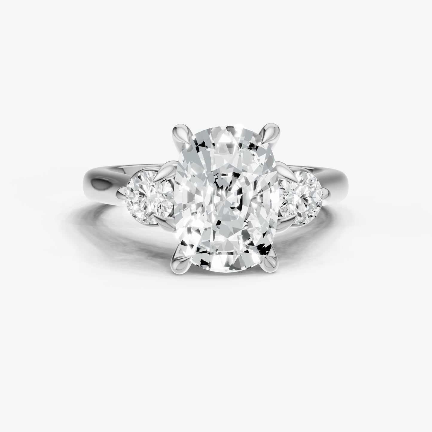 Old Miner Engagement Ring with Round Side Diamonds