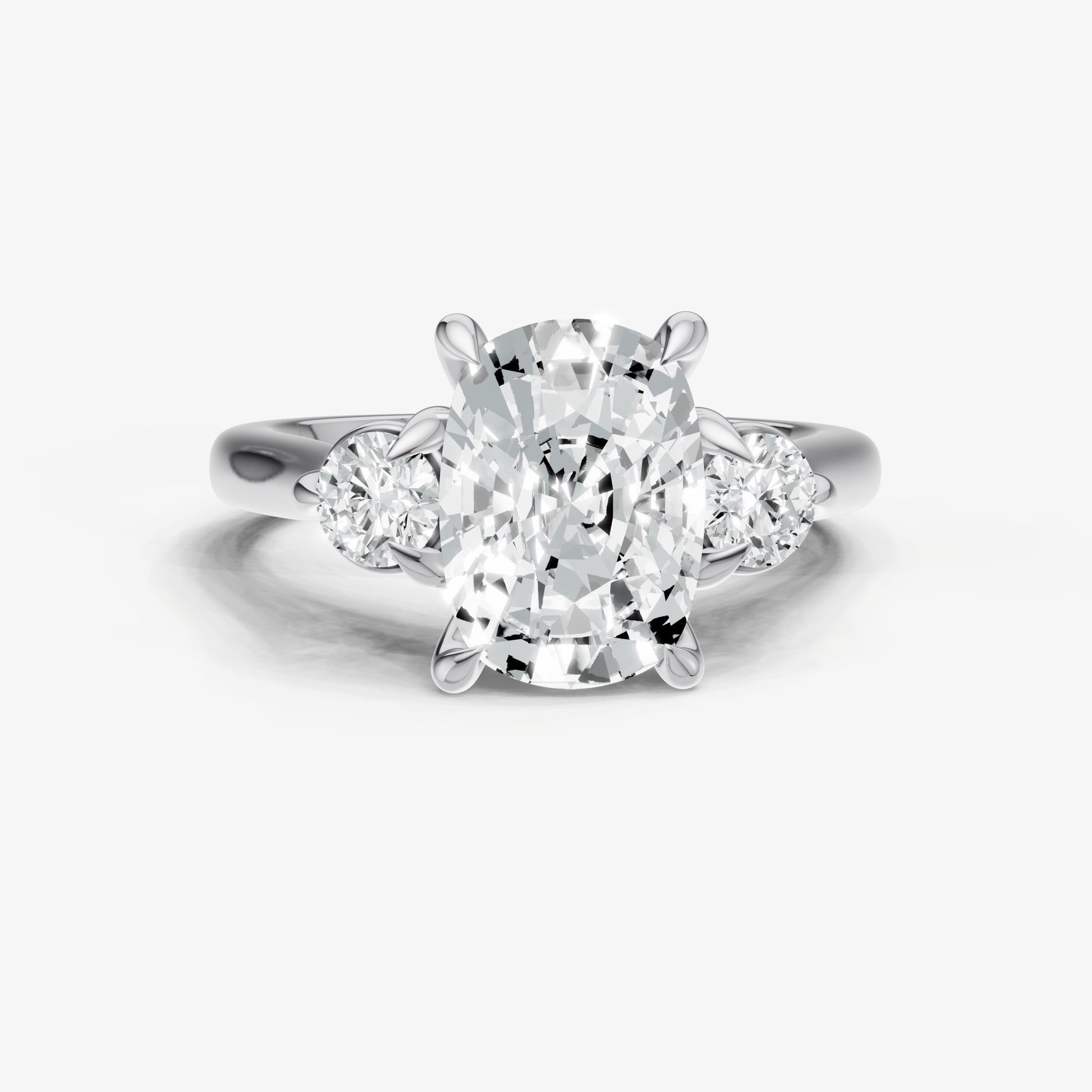 Old Miner Engagement Ring with Round Side Diamonds