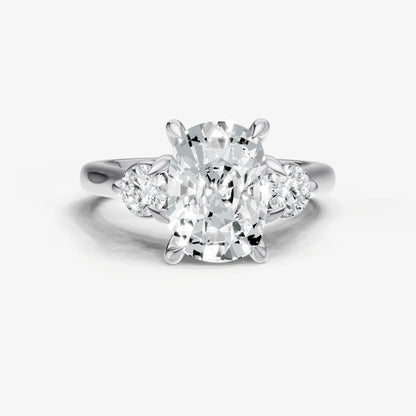 Old Miner Engagement Ring with Round Side Diamonds