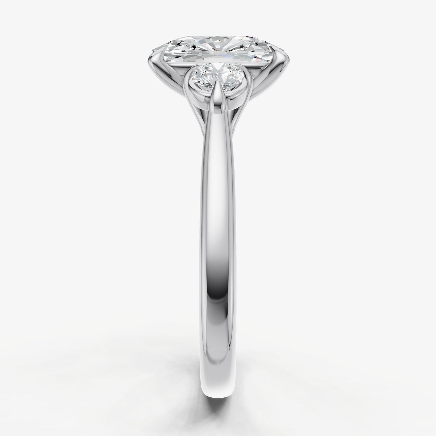Old Miner Engagement Ring with Round Side Diamonds