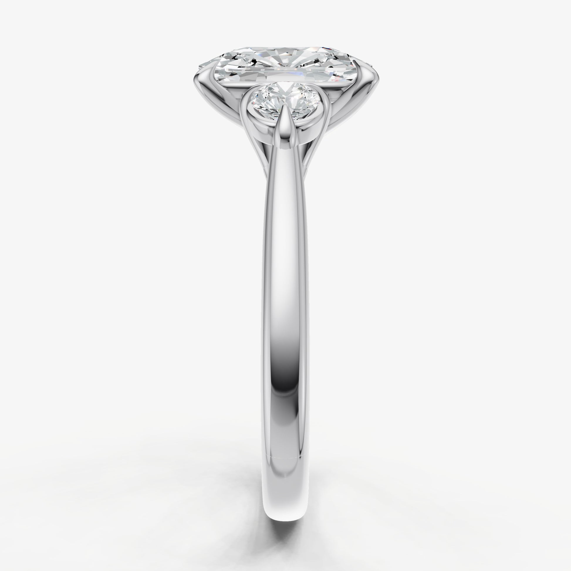 Old Miner Engagement Ring with Round Side Diamonds