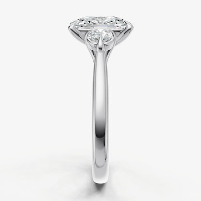 Old Miner Engagement Ring with Round Side Diamonds