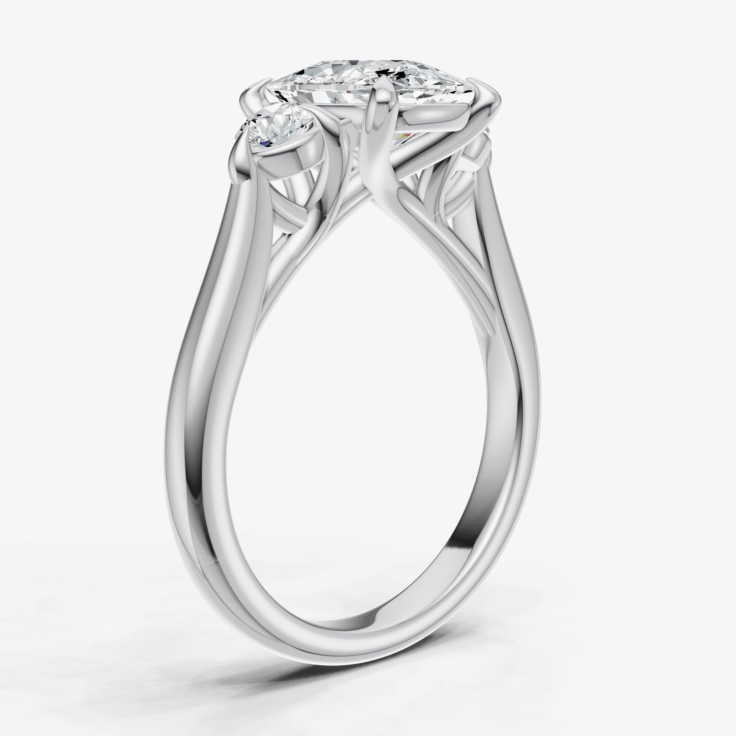 Old Miner Engagement Ring with Round Side Diamonds