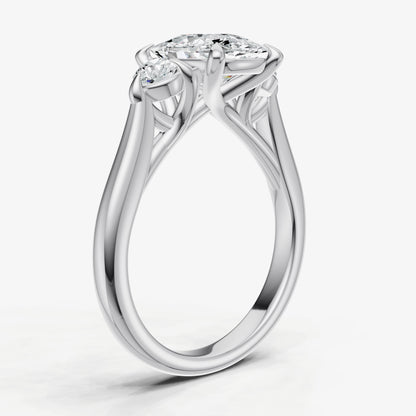 Old Miner Engagement Ring with Round Side Diamonds