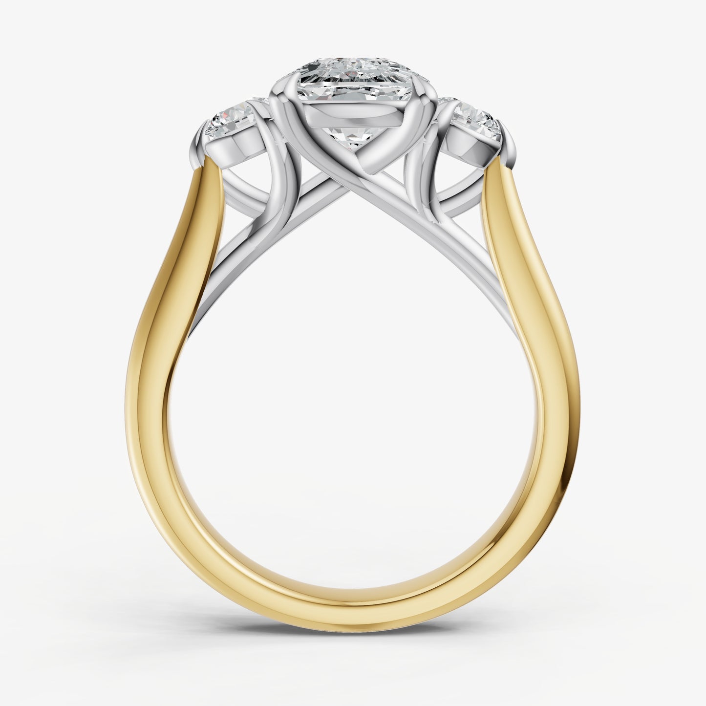 Old Miner Engagement Ring with Round Side Diamonds