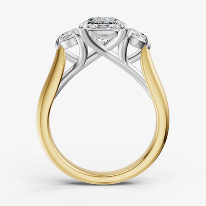 Old Miner Engagement Ring with Round Side Diamonds