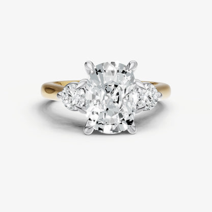 Old Miner Engagement Ring with Round Side Diamonds